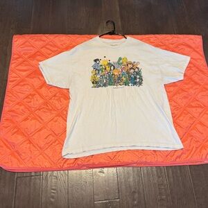 White Graphic T-Shirt with Cartoon Characters